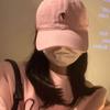 Boné de Baseball Rosa com Letra 7, aba larga, para rosto feminino, aba pequena, chapéu de primavera e outono, chapéu de proteção solar
