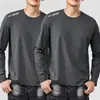 [230g] Camiseta de manga larga para hombre, corte holgado, cuello redondo, adecuada para primavera y otoño, capa interior fina, camiseta básica versátil