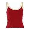 Moda Feminina Nova Primavera 2026 Estilo de Rua Personalizado Menina Fashion Color-Blocking Versátil Top Curto Camisola