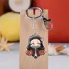 Merchandising de anime Kimetsu no Yaiba Tanjiro Nezuko llavero acrílico colgante transparente