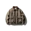 Jaqueta Masculina de Lã e Algodão Davic Estilo Old Money Retrô Americano Pied-de-Poule Inverno Quente Gola Lapela Algodão My031