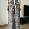 Calça de Pijama Longa de Algodão Seda Feminina Verão plus size Solta Pijama Feminino Verão Algodão Fina Calça de Perna Larga