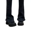 Versión de Piel de Oveja, Altura del Tacón 7.5cm, Zapatos Individuales Elásticos de Boca Profunda con Punta Redonda Simples y Versátiles, Zapatos Pequeños de Cuero con Suela Gruesa Retro para Viajes de Negocios para Mujer