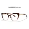 Nueva Serie de Monturas de Gafas Cat-Eye Transfronterizas con Lentes Planas Anti-Luz Azul, Personalizable con Graduación, Modernas y Versátiles 27019