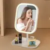Espelho de Maquiagem LED Fino HD com Lâmpada de Três Cores Espelho Portátil Espelho de Maquiagem Dobrável Portátil Estilo Ins