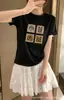 Camiseta de Algodão Canelada de Treze Linhas para Mulheres com Impressão Digital Direta, Top de Manga Curta Acinturado, Fornecimento Exclusivo da Segunda Remessa de Verão