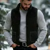 Chaleco de algodón forrado de polar para hombre con cuello alto y cremallera, chaleco de lana de cordero para hombres de mediana edad y mayores, engrosado para abrigar en otoño e invierno, adecuado para usar como capa exterior