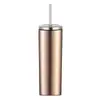 Taza Termo Portátil para Coche de 20 oz Sublimación Termo de Acero Inoxidable 304 Recubierto con Tapa de Popote Taza Recta Venta al por Mayor