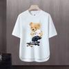 Camiseta de manga curta masculina Moda Marca Verão Manga Solta de Cinco Pontos 2024 Nova Internet Trendy Ins Simples Top Impresso
