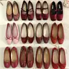Zapatos de Salón Individuales para Mujer Estilo Francés Bailarinas Primavera y Otoño Zapatos Rojos de Boda Zapatos para Dama de Honor Zapatos Tipo Frijol Slip-on Zapatos para Mujer