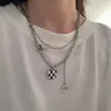 Collar de Oso Cuadriculado de Doble Capa para Mujer, Estilo Chica Dulce y Picante, Diseño Genial, Cadena para Clavícula de Nicho Ins, Cadena para Suéter