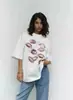 Moda de Algodón Puro Primavera y Verano Estampado de Labios Cuello Redondo Manga Corta Distintivo Moda Casual Todo Fósforo Jersey Manga Media