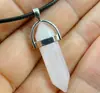 Collar con colgante de piedra de cristal natural de ágata en columna hexagonal tipo bala con cuerda de cuero europea y americana Amazon ebay