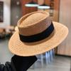 Celebridade da Internet Férias de Verão Chapéu de Palha Guarda-Sol de Praia Chapéu de Palha Masculino e Feminino Artesanal Trançado Aba Larga Aba Reta Chapéu Francês de Socialite