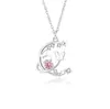 Colar Borboleta e Estrela Dançam Juntos para Mulheres Prata de Lei S925 com Diamante Rosa Corrente Clavicular Pingente Lua Doce Acessórios Atacado