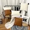 Funda de Cojín Amazon Home Ins Escandinava Trenzada con Borlas Funda de Cojín Lumbar de Cuero Empalmado Estampado