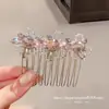 Novo Estilo de Primavera Flor de Strass Rosa com Contas Super Brilhante Hairpin de Luxo Leve para Mulheres Styling de Cabelos Rebeldes na Testa Acessórios de Cabelo Pente de Inserção Traseiro