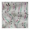 Tela Bordada de Malla con Lentejuelas Rectas Pieza Colgante de 5 mm Tela Bordada Fantasía con Lentejuelas