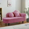 Sofá-cama chaise lounge pequeno de couro de cordeiro cor creme para apartamento sofá mini para quarto de casa cadeira de sofá madeira