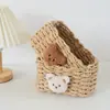 Cesta de Palha Artesanal para Armazenamento de Utensílios Domésticos, Sala de Estar, Suprimentos e Brinquedos, Caixa de Armazenamento, Cesta de Armazenamento de Cosméticos para Mesa, Fábrica de Origem
