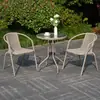 Conjunto de mesa de chá e cadeiras de varanda de rattan sintético, cadeira de lazer externa para pátio, cadeira de jantar com encosto espessado, mesa externa