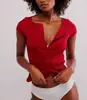 2026 Moda de Verano para Mujer Nuevo Cuello Redondo Ajustado Color Sólido Texturizado Manga Corta Cárdigan Top