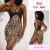 Conjunto de Pijama con Estampado de Leopardo Feiyun Amazon con Camisola de Malla Transparente y Bata Larga para Mujer Ropa de Casa 1272