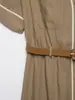 ZA comercio exterior transfronterizo artículo popular de ropa para mujer 2026 verano nuevo moda europea y americana vestido midi de bloques de color con cinturón para mujer