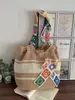 Bolsa de Crochê Feita à Mão com Tecido de Malha Vazada de Grande Capacidade para Verão Feminino Bolsa de Ombro Casual para Viagem