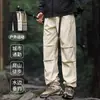 Calças casuais modernas para atividades ao ar livre à prova de três (água, vento, sujeira), calças de trabalho masculinas estilo americano de perna reta, calças esportivas largas para caminhada