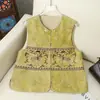 Colete Bordado Pesado Estilo Chinês para Mulheres, Cardigã sem Mangas, Versátil, Emagrecedor, de Alta Qualidade, Elegante, Top Estilo Mãe