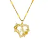 Collar Colgante Transfronterizo de Nuevo Producto Corazón Hueco Flor 26 Letras Incrustado de Diamantes Cadena para Clavícula Colgante de Letra al por Mayor