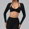 Cardigan longo de manga longa para yoga, ecológico, feito de poliéster-elastano reciclado, para mulheres, com corte justo e tiras, peça externa para fitness, capa esportiva transfronteiriça