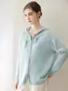 Cardigã escovado 100% caxemira pura Konsaini para mulheres, gola redonda, de abotoamento simples, manga longa, malha de caimento solto, blusa quente