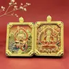 Estilo Tibetano Montanha Jiuhsa Ksitigarbha Oito Grandes Divindades Protetoras Thangka Pulseira de Contas Colar Pingente Relevo 3D