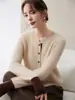 26 nova coleção outono e inverno: cardigã de malha de cashmere com blocos de cor e mangas compridas para mulheres, caimento solto, elegante casaco de tricô de lã