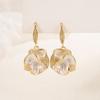 Pendientes de flor de camelia para mujer, estilo francés, de alta calidad, con incrustaciones de diamantes y circonitas, gancho para la oreja, ligeros, elegantes, de lujo, para dama, elegantes, de nicho, únicos.