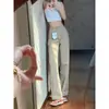 Jeans Rectos Ajustados Color Caqui para Mujer, Novedad de Primavera, Cintura Alta, Pierna Ancha Suelta, Adelgazantes, Combinan con Todo, Pantalones de Estilo Mopa de Moda