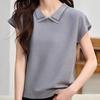 Diseñada Camiseta de Manga Corta con Cuello de Muñeca Diamante Caliente de Alta Resistencia 2025 Verano Nuevo Estilo Coreano Moda Estilo Occidental Top de Punto para Mujer