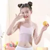 Roupa íntima para palco infantil, meninas de 7 a 12 anos, camisola de desenvolvimento feminina, base confortável, regata fina respirável