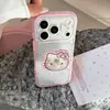Gatinho Rosa Doce Aplicável para Capa de Celular Apple 17 iphone 18 Pro Suporte de Agitar 15 Cobertura Total Estrutura Macia 16