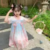 Vestido Tradicional Chinês para Meninas, Traje Antigo Infantil, Saia Hanfu Leve Estilo Chinês, Parecendo uma Fada, para o Verão