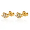 Suministro directo transfronterizo de pendientes de acero inoxidable florales de color dorado con incrustaciones de circonita, accesorios de oreja versátiles simples y elegantes para mujer