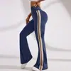 Calça de Yoga Listrada Popular Europeia e Americana com Barra Flare, Roupa Externa Casual, Roupa Externa para Levantar o Bumbum, Calça Flare Esportiva para Mulheres