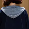 Conjunto de Terno Novo de Outono da Mamãe Roupas Populares para Mulheres de Meia-Idade e Idosas Deste Ano Jaqueta Jeans com Capuz Calça de Barra Reta Conjunto de Duas Peças
