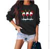 Sudadera de Manga Larga con Cuello Redondo Estampada con Amor a Cuadros de Papá Noel de Comercio Exterior Europeo y Americano para Mujer Talla Europea