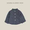 Camisa de cuadros de manga larga para niña de primavera y otoño, Top fino simple con solapa para bebé e infantil, Ropa exterior versátil para bebé para salir