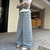 Calça Casual de Outono para Meninas 2025 Nova Moda Estilo Coreano Xadrez de Perna Larga para Crianças Maiores Tendência Transfronteiriça