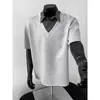 Camisa Polo Falsa de Dos Piezas Negra para Hombre y Mujer, Camisa de Verano de Gama Alta con Cuello, Mangas Cortas, Corte Holgado, Camisa Polo con Parches a Cuadros