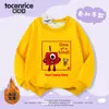 Roupa Estilo Blocos de Montar Digital para Meninos e Meninas, Nova Coleção Primavera, Outono e Inverno 2025, Moletom Infantil Estiloso com Fleece, Blusa Versátil da Moda